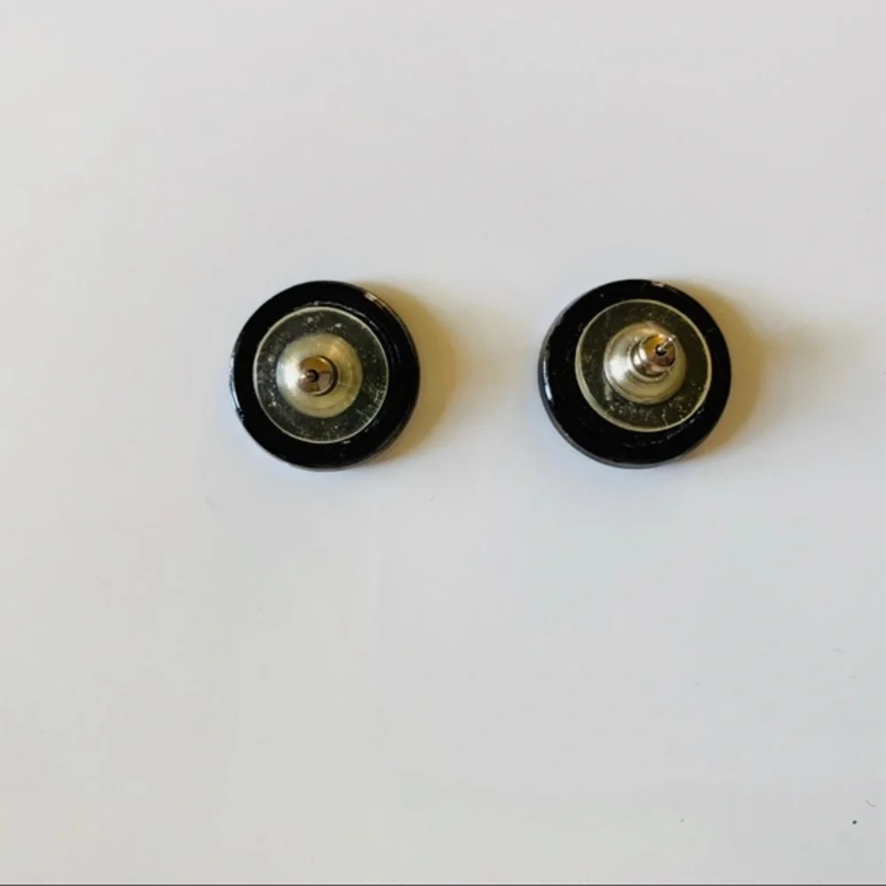 VINTAGE Glass Button Earrings -Beautiful Condition‎
